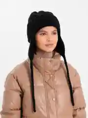 Приглушённый хаки женская теплая шапка ушанка вязаная