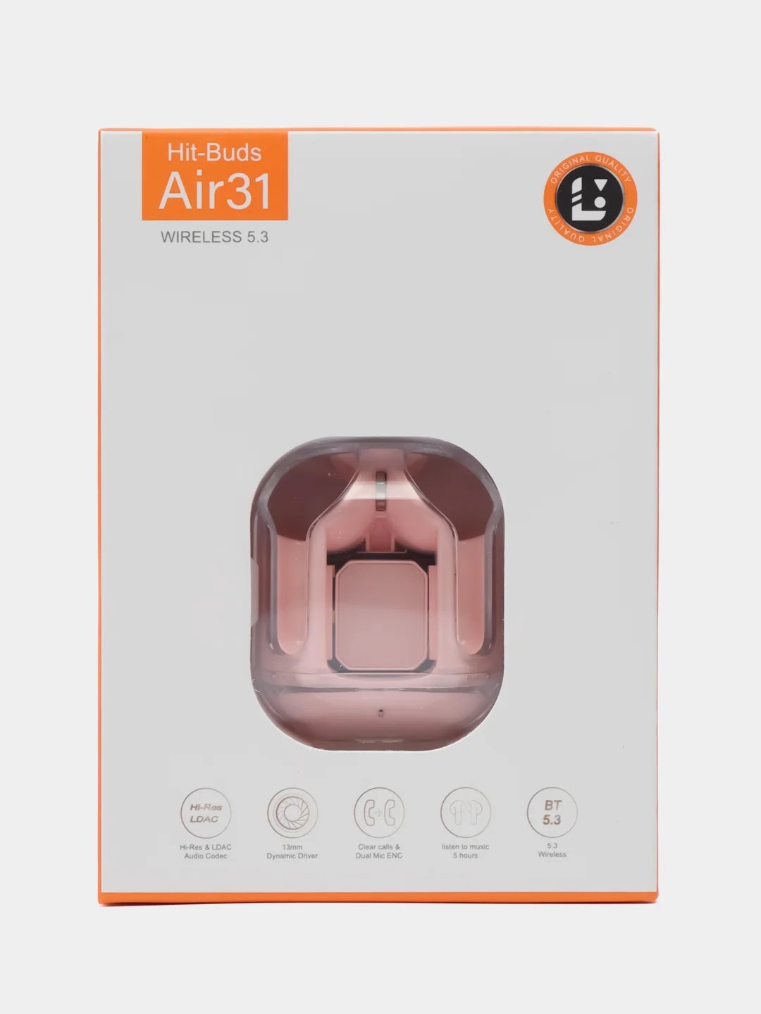 Розовый наушники беспроводные Air31, с чехлом, TWS гарнитура, с микрофоном, для телефона