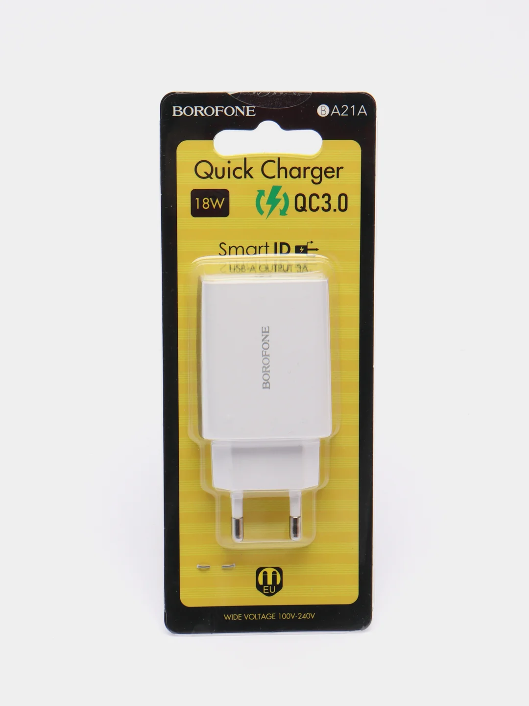Зарядное устройство Borofone BA21A с быстрой зарядкой QC3.0, комплект с кабелем