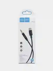 Белый aux кабель type-c и Lightning, Аудио-кабель hoco UPA19, аукс кабель в машину, 1м чёрный