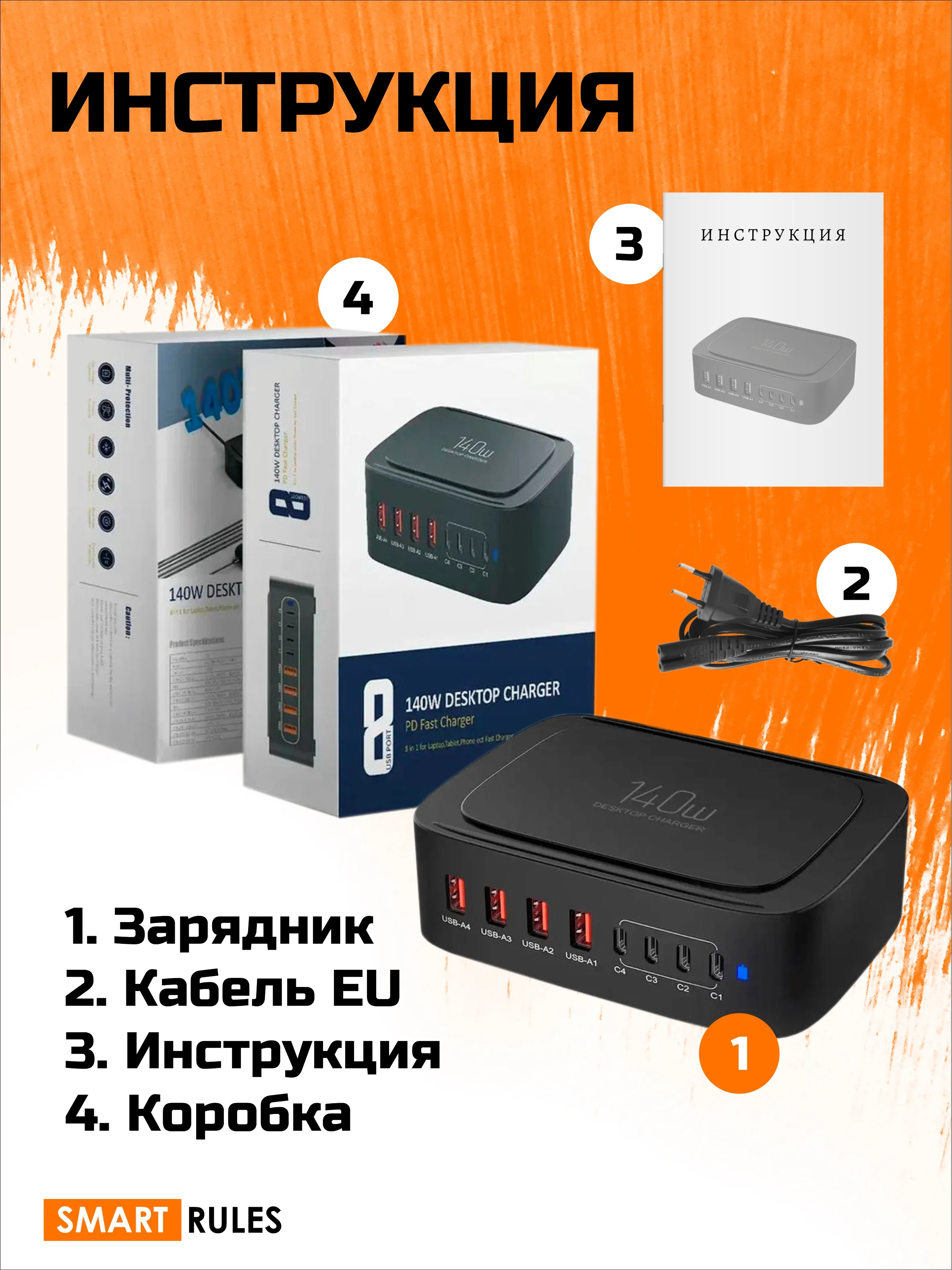Сетевое зарядное устройство для телефона и гаджетов 140 Вт