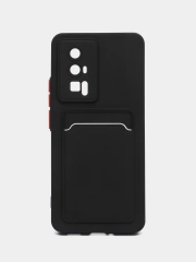 Чехол для Xiaomi POCO F5 Pro (Поко Ф5 Про), с карманом для карт, прозрачный