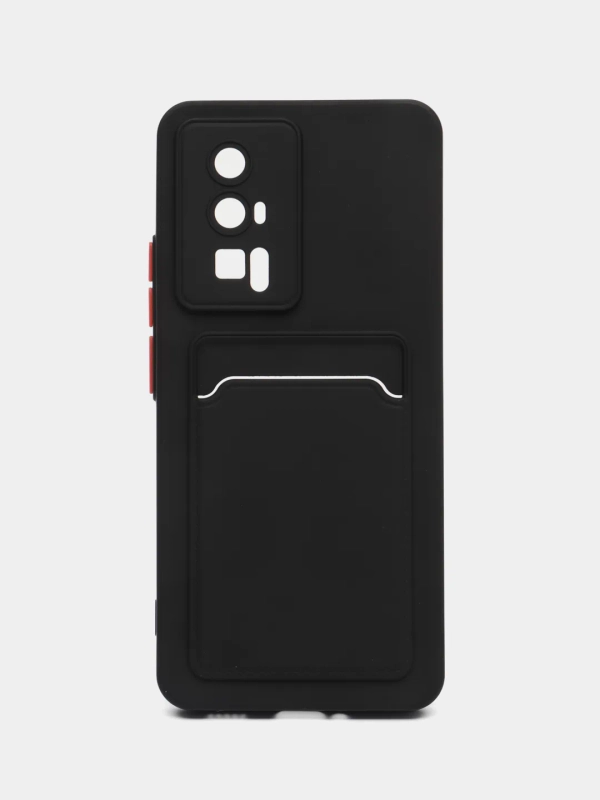 Чехол для Xiaomi POCO F5 Pro (Поко Ф5 Про), с карманом для карт, прозрачный