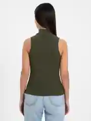 Оливковый майка женская, с горлом