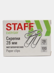 Скрепки канцелярские металлические, 100шт
