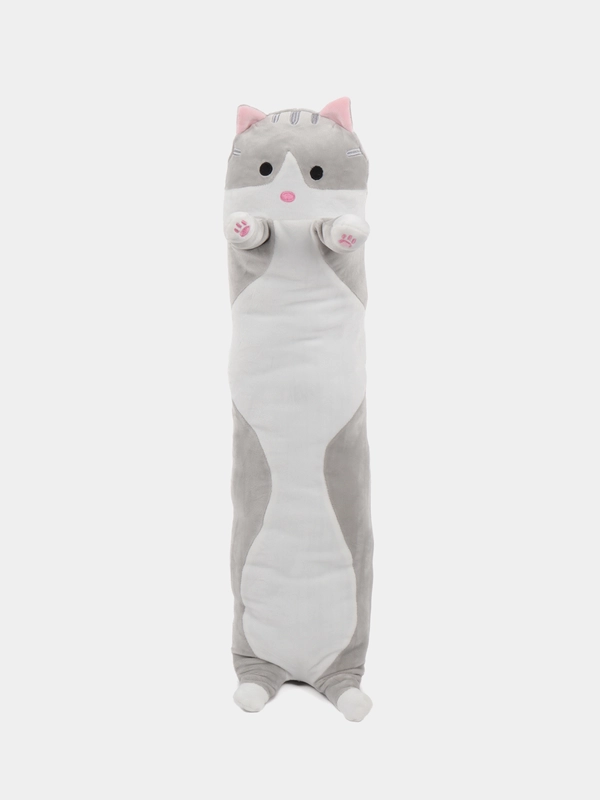 Мягкая игрушка кот-батон 70 см, серый