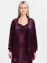 Вишнёвый женская пижама, велюровая, черная
