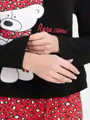 Красный пижама женская, костюм домашний со штанами из бамбука