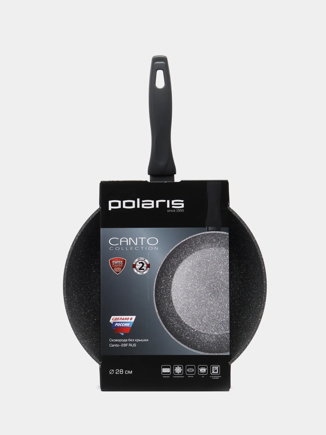 Сковорода Polaris Canto-28F без крышки 28 см Мраморный