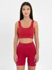 Красный спортивный комплект: топ и шорты / спортивный костюм в рубчик