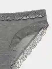 Серый трусы хлопковые слипы с кружевом/ Женские Трусы из Хлопка
