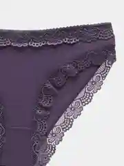 Сиреневый трусы хлопковые слипы с кружевом/ Женские Трусы из Хлопка