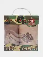 Зелёный хаки набор полотенец микрофибра 2шт 23 февраля ко Дню Защитника Отечества