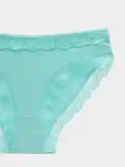 Бирюзовый трусы хлопковые слипы с кружевом/ Женские Трусы из Хлопка