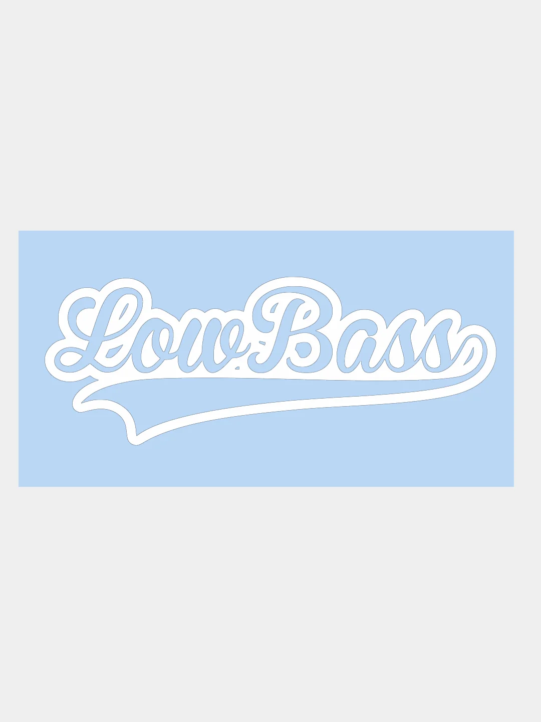 Белый наклейка на авто / машину / стекло "Low Bass" 20х8,5см