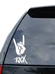 Белый наклейка на авто / машину / стекло "ROCK", 20х10см