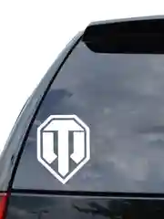 Белый наклейка на авто / машину / стекло World of Tanks, 17 х 14 см