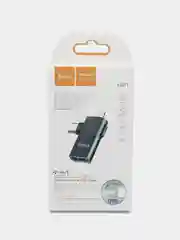 Черный переходник 2 в 1 Lightning USB, OTG для iPhone, iPad, iPod адаптер Type-C,  hoco UA17 OTG