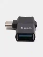 Черный переходник 2 в 1 Lightning USB, OTG для iPhone, iPad, iPod адаптер Type-C,  hoco UA17 OTG