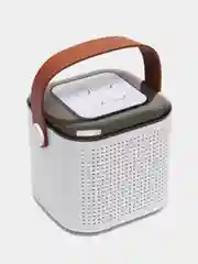 Белый детская портативная колонка караоке с 2-мя микрофонами и подсветкой, блютуз