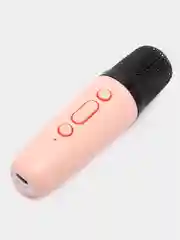Розовый детская портативная колонка караоке с 2-мя микрофонами и подсветкой, блютуз