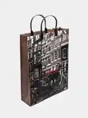 Серебряный пакет подарочный/Мягкий пластик/Оригинальный,прочный пакет на каждый день