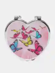 Розовый зеркало карманное, складное, косметическое, двойное, в ассортименте