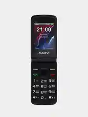 Черный кнопочный телефон-раскладушка Maxvi E10, С КАМЕРОЙ, АККУМУЛЯТОР 2000мАч