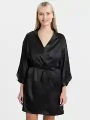 Черный комплект пижамы тройка - халат, майка и шорты. Пижама женская 3 в 1
