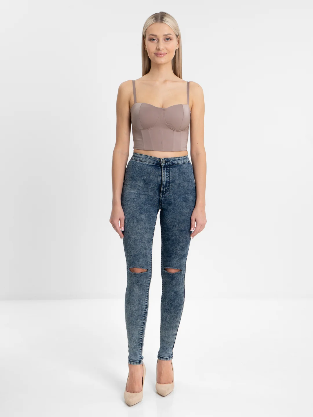 Синий меланж джинсы Bershka