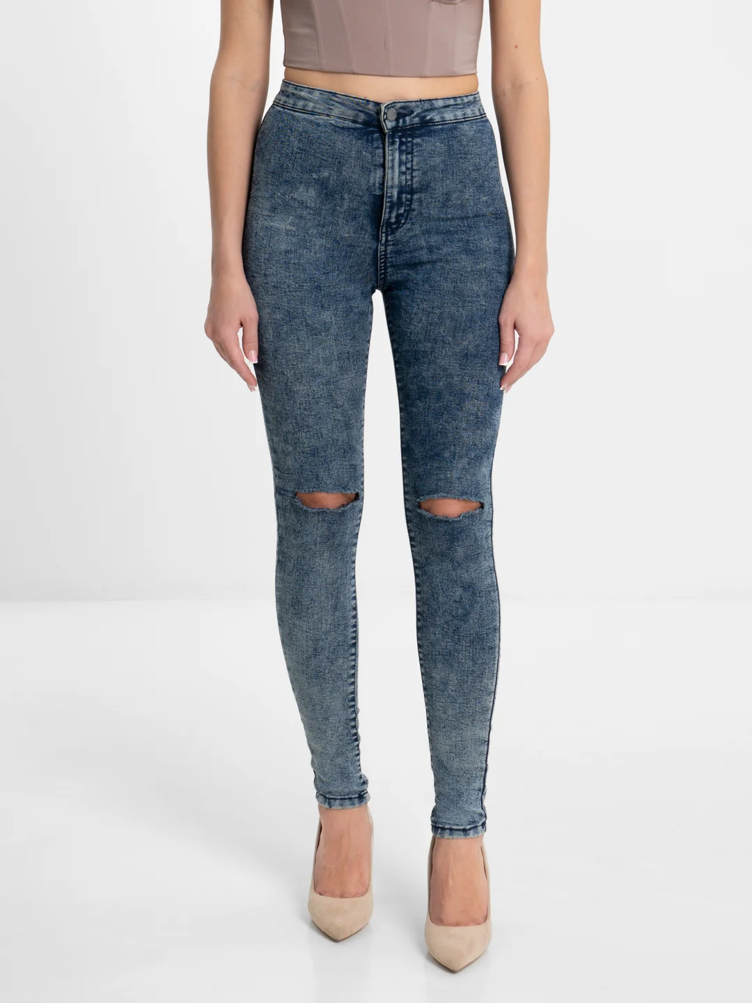 Синий меланж джинсы Bershka