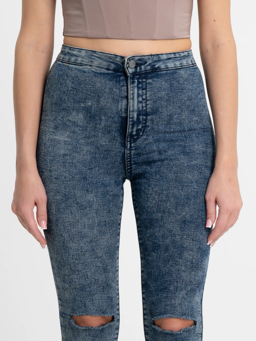 Синий меланж джинсы Bershka