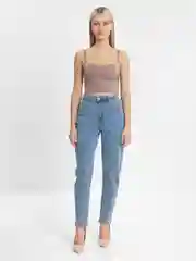 Синий меланж джинсы женские mom fit с высокой посадкой, голубые и черные МОМ
