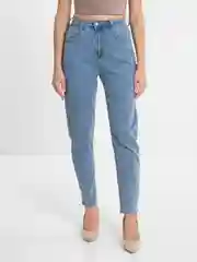 Синий меланж джинсы женские mom fit с высокой посадкой, голубые и черные МОМ