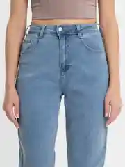 Синий меланж джинсы женские mom fit с высокой посадкой, голубые и черные МОМ