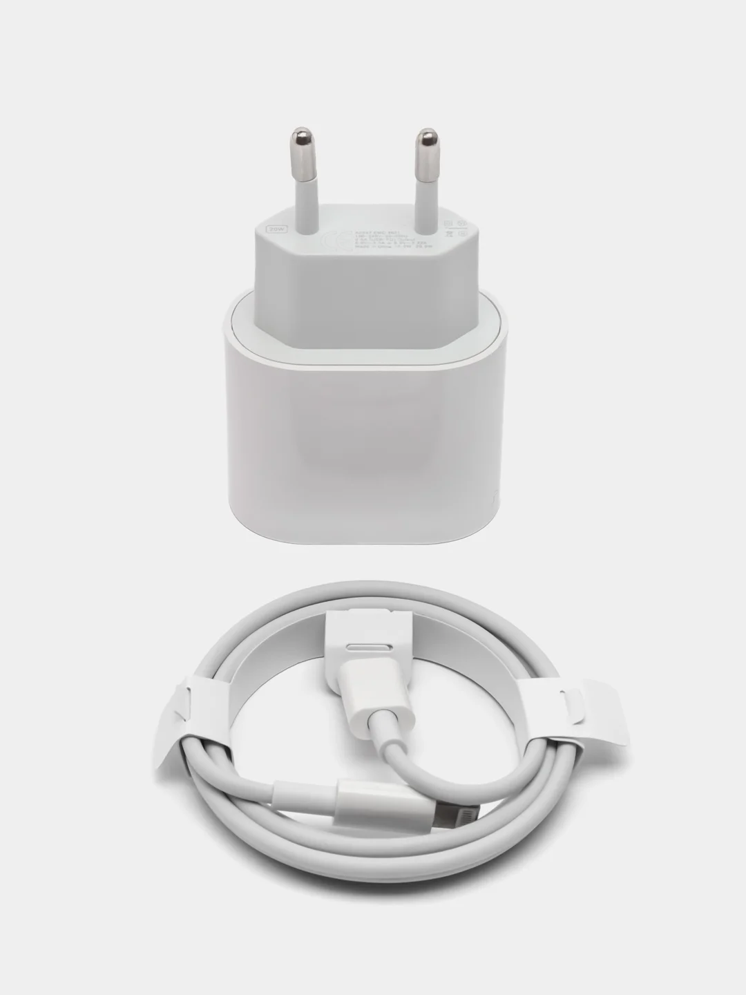 Комплект для iPhone, USB-C 20 W + кабель Type-C - Lightning, 20 Вт, белый
