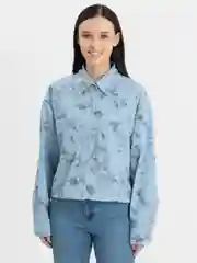 Голубой рубашка женская, вельвет