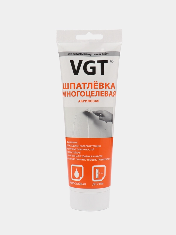 Шпатлёвка VGT белая, многоцелевая, акриловая 330 гр