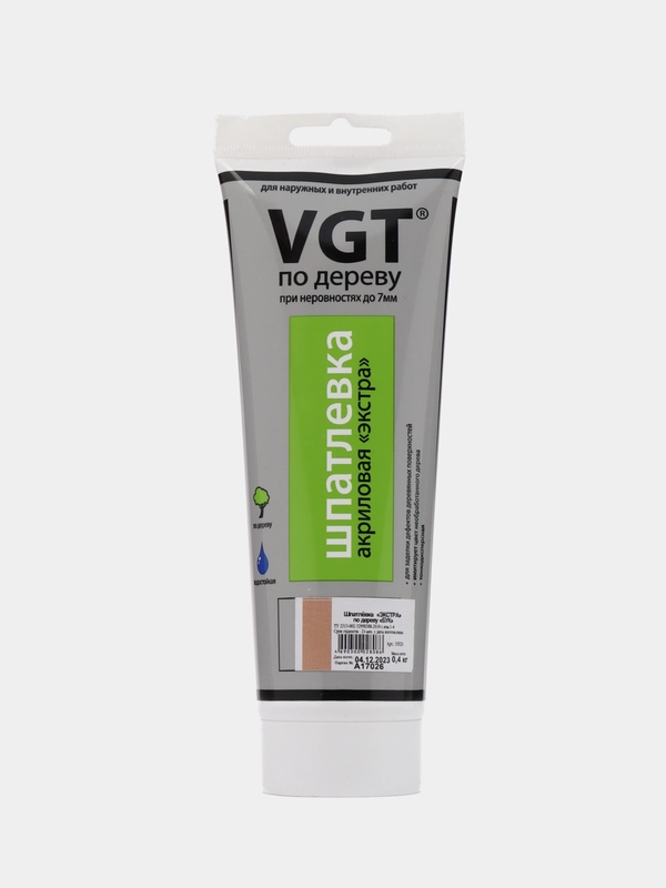 Шпатлёвка VGT по дереву, цвет БУК, акриловая экстра, 400 гр