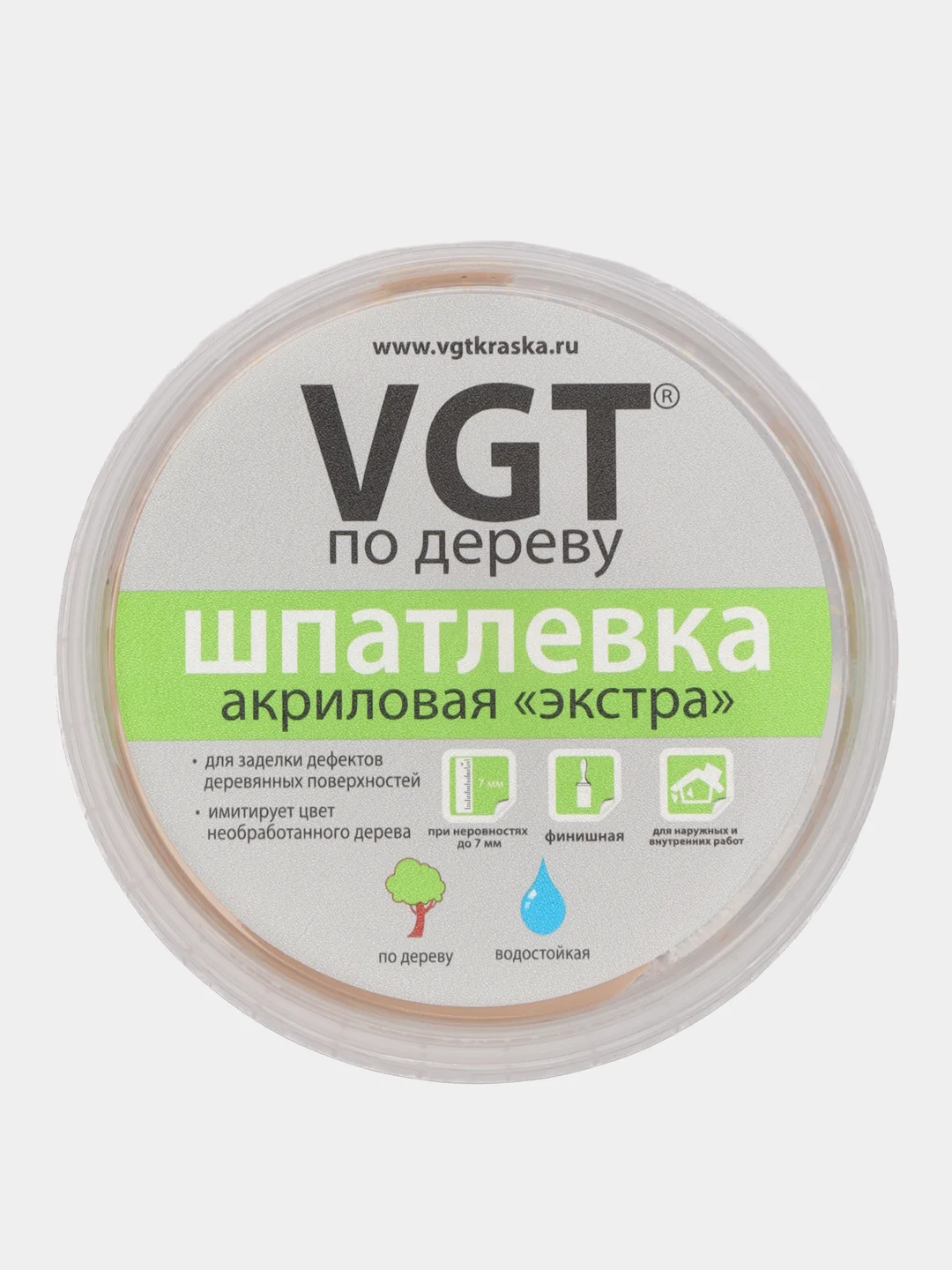 Шпатлёвка VGT по дереву, цвет БУК, акриловая, тонированная, экстра, 300 гр