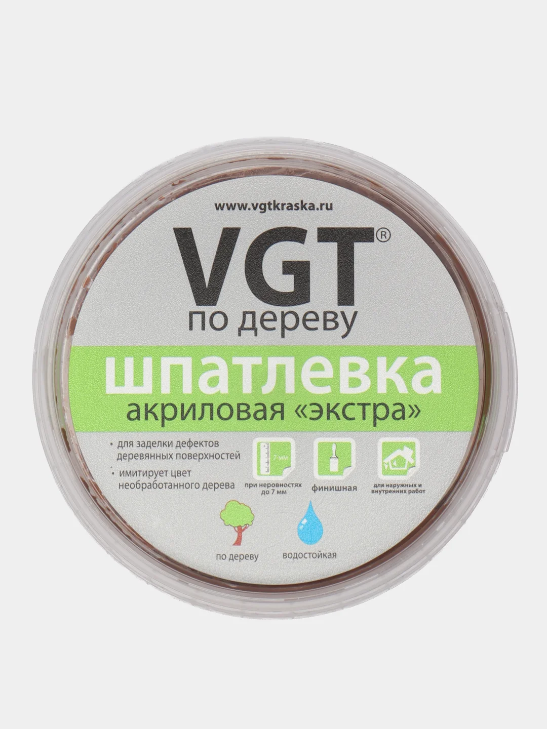 Шпатлёвка VGT по дереву, цвет МАХАГОН, акриловая, тонированная, экстра, 300 гр