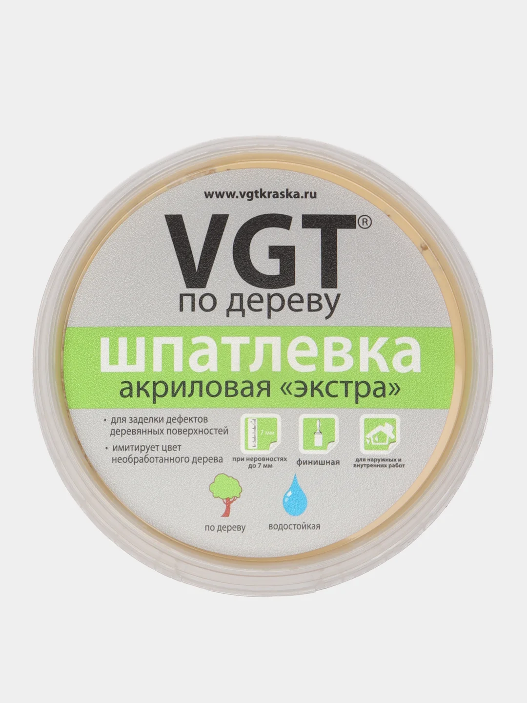 Шпатлёвка VGT по дереву, цвет СОСНА, акриловая, тонированная, экстра, 300 гр
