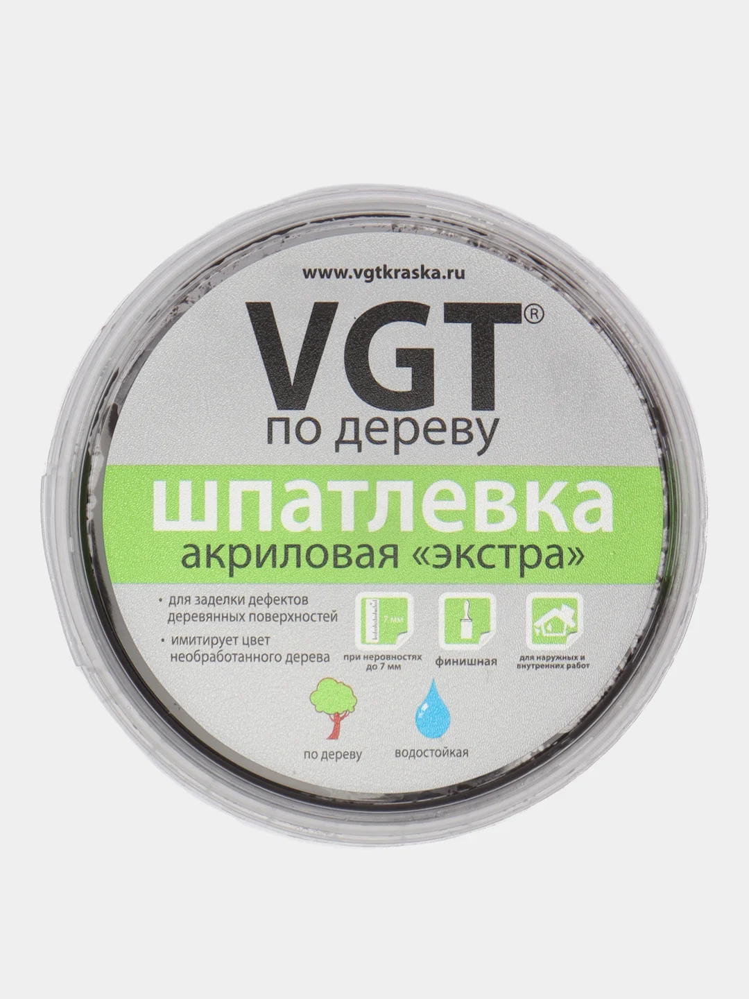 Шпатлёвка VGT по дереву, цвет ВЕНГЕ, акриловая, тонированная, экстра, 300 гр