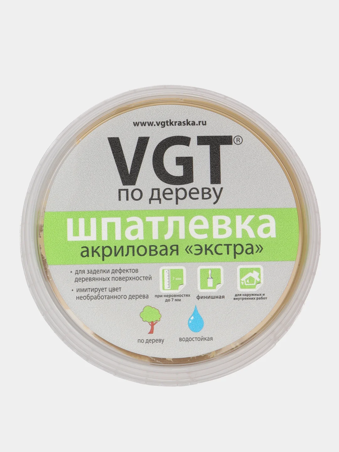 Шпаклёвка VGT по дереву, цвет ДУБ, акриловая, тонированная, экстра, 300 гр