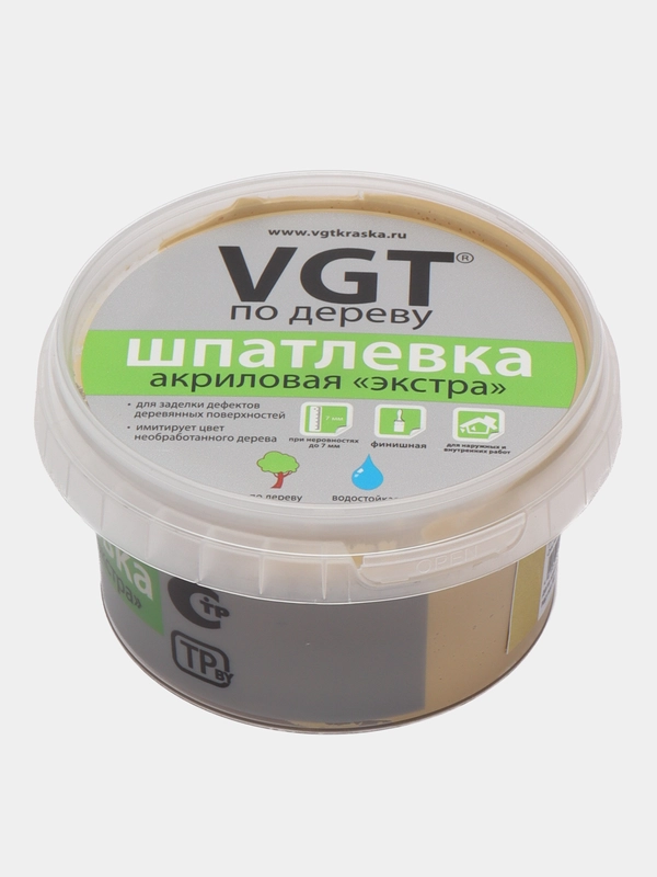 Шпаклёвка VGT по дереву, цвет ДУБ, акриловая, тонированная, экстра, 300 гр
