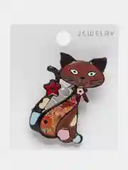 Коричневый брошь женская "Кошка"