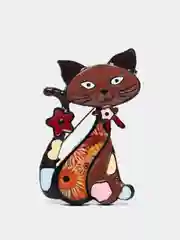 Коричневый брошь женская "Кошка"