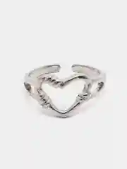 Серебряный кольца женские набор с сердечками, 3 штуки