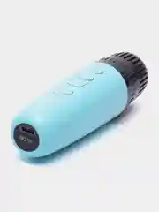 Небесно-голубой беспроводная портативная караоке колонка с микрофонами Bluetooth колонка с LED подстветкой