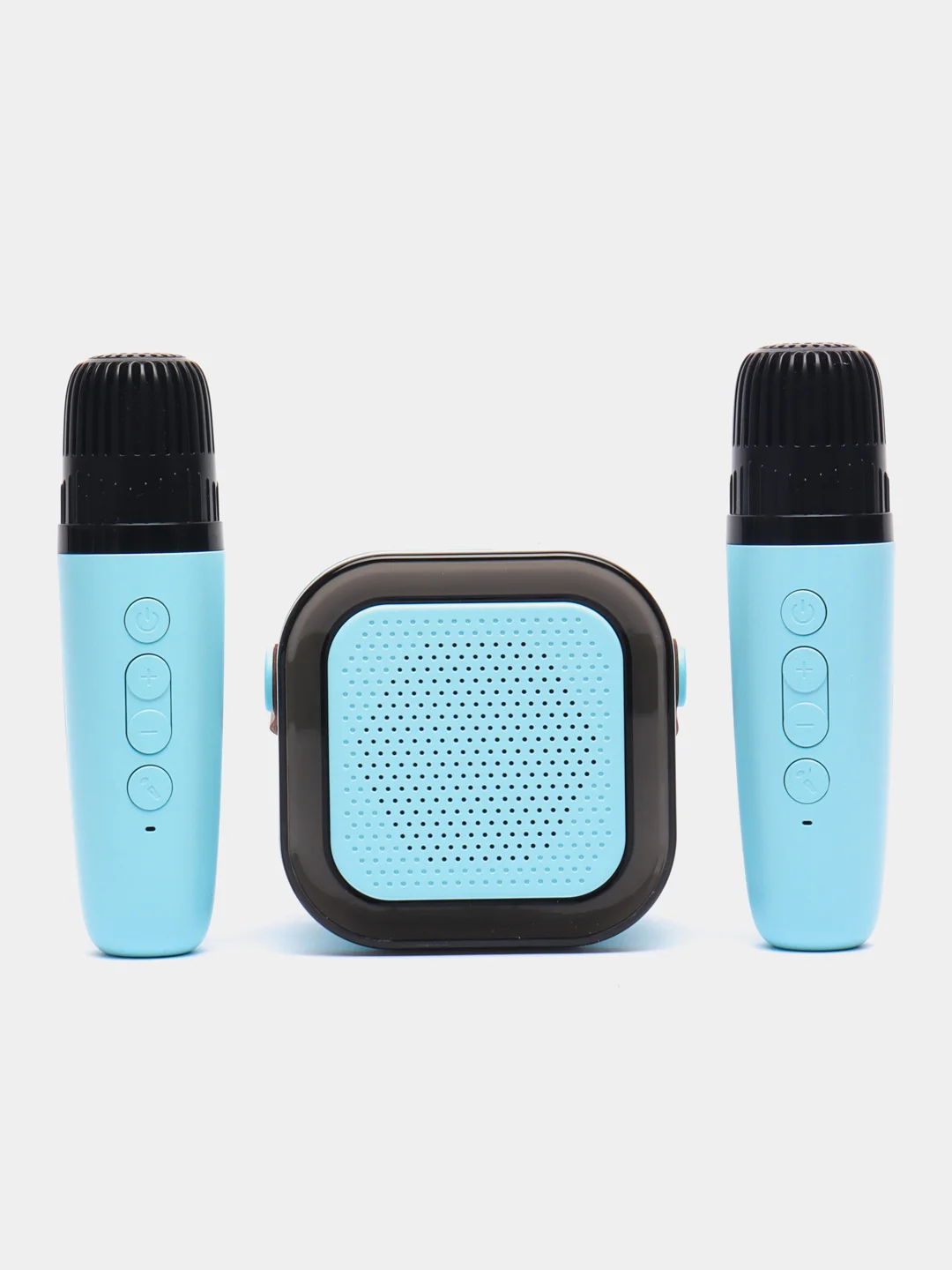 Небесно-голубой беспроводная портативная караоке колонка с микрофонами Bluetooth колонка с LED подстветкой